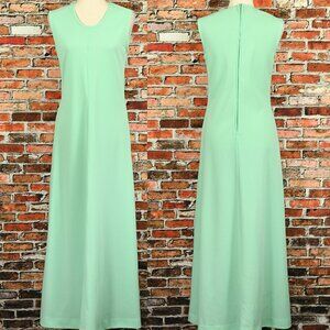 Vintage 60s Blue Green SEARS Fashions Polyester Maxi Dress